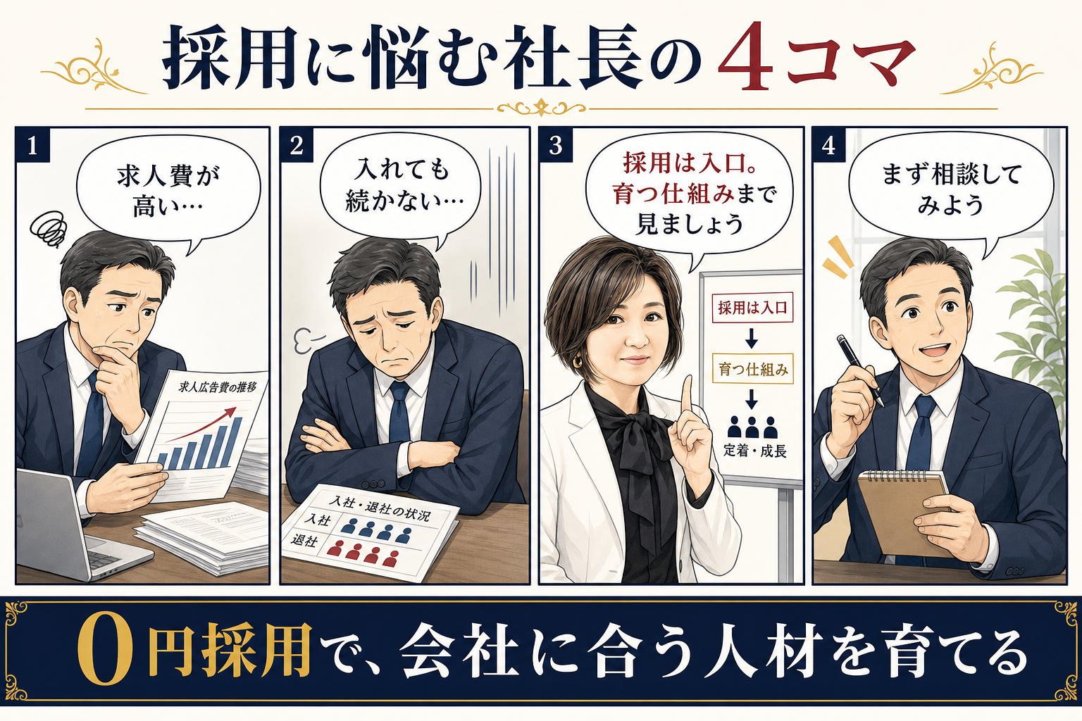 採用に悩む社長の4コマ PC版