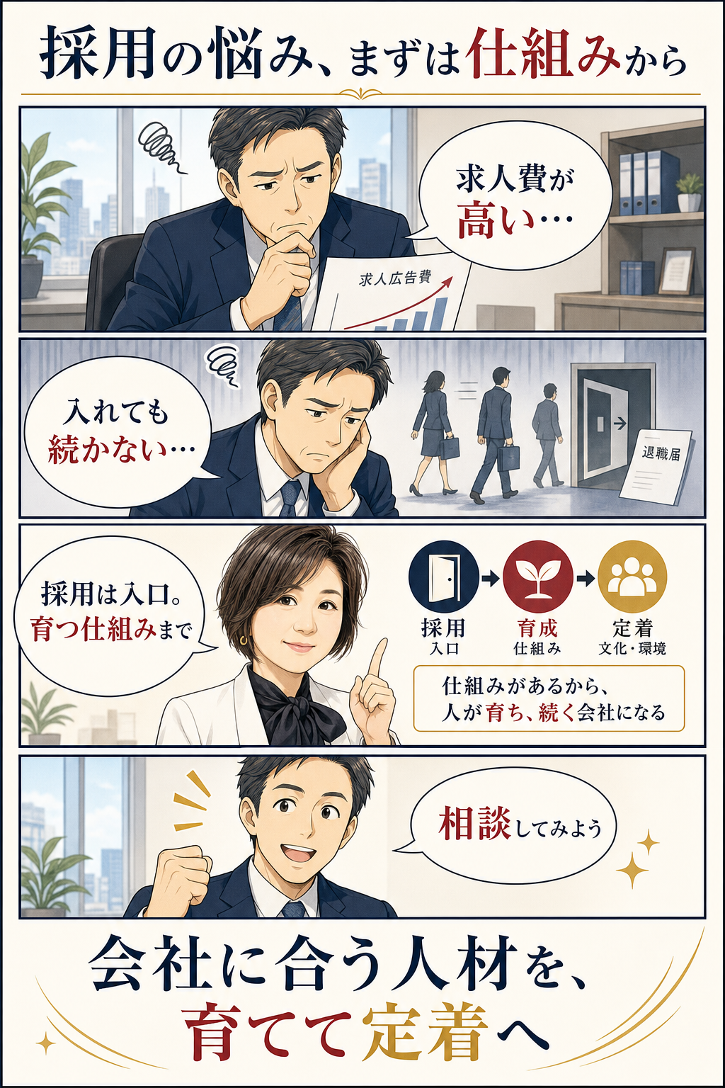 採用に悩む社長の4コマ スマホ版