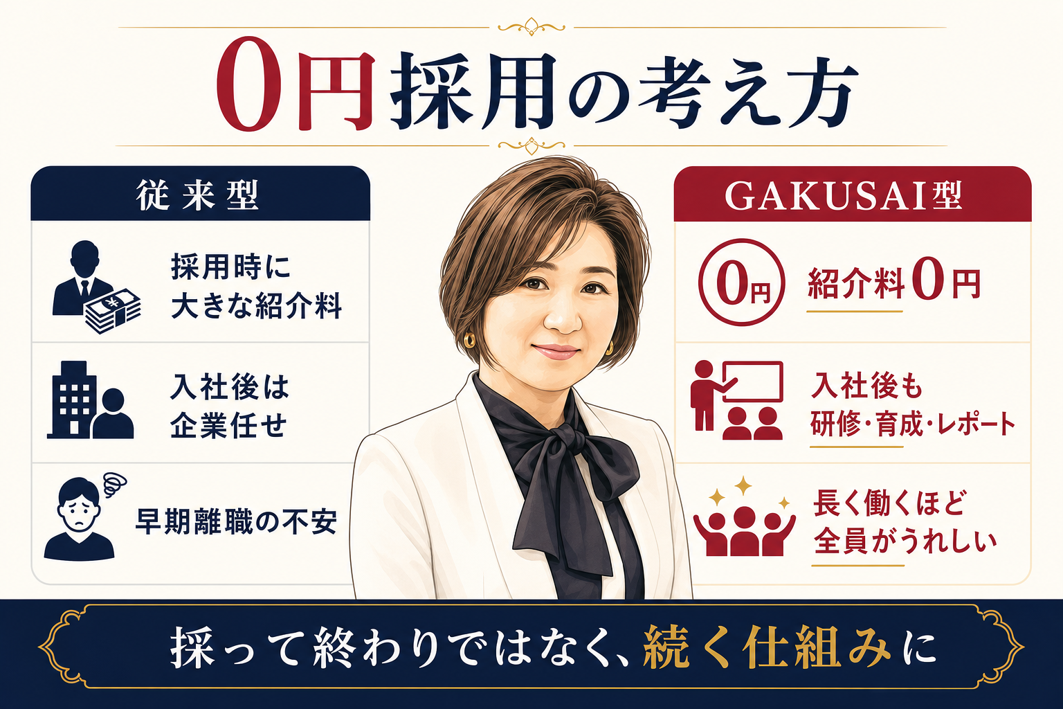 0円採用の考え方を伝える比較図解 PC版