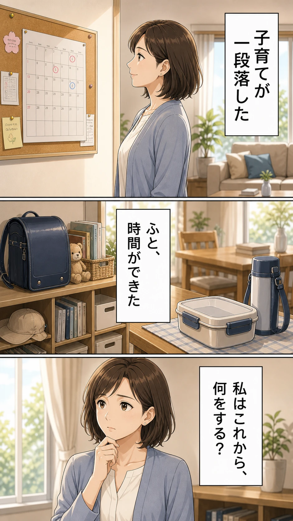 能友良さんの伝え方漫画 2ページ目 子育てが一段落した日常