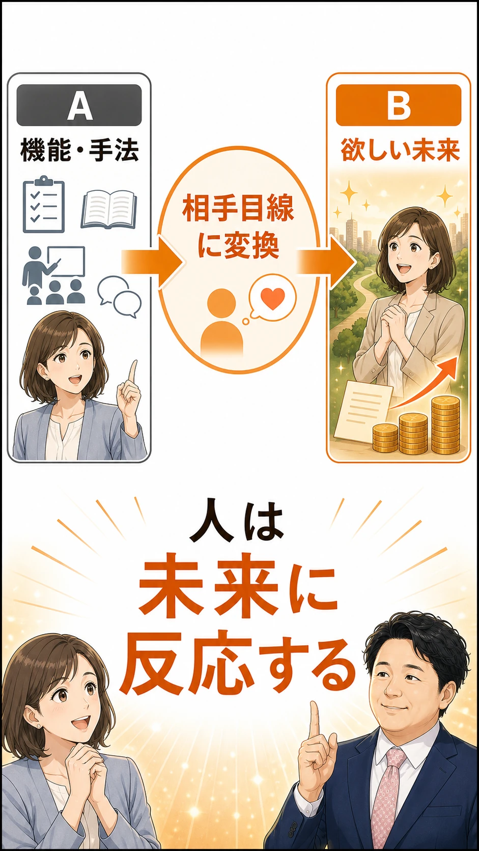 能友良さんの伝え方漫画 21ページ目 Before / After 図解