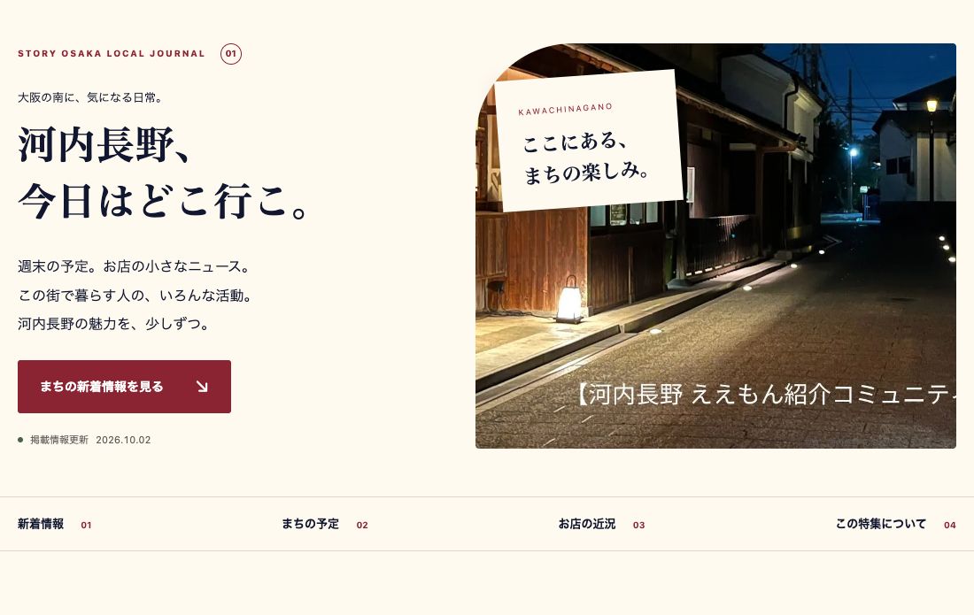 河内長野特集のトップ画面